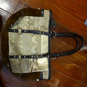 Gold and brown Coach purse